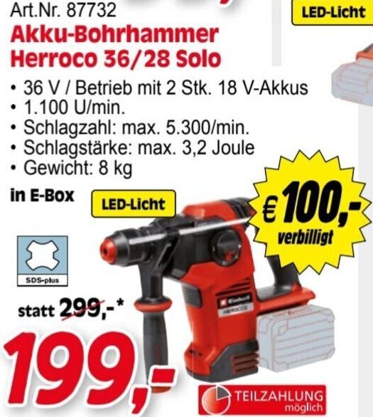 Zgonc Akku-Bohrhammer Herroco 36828 Solo Angebot