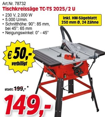 Zgonc Tischkreissäge TC-TS 2025/2 U Angebot