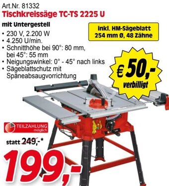 Zgonc Tischkreissäge TC-TS 2225 U Angebot