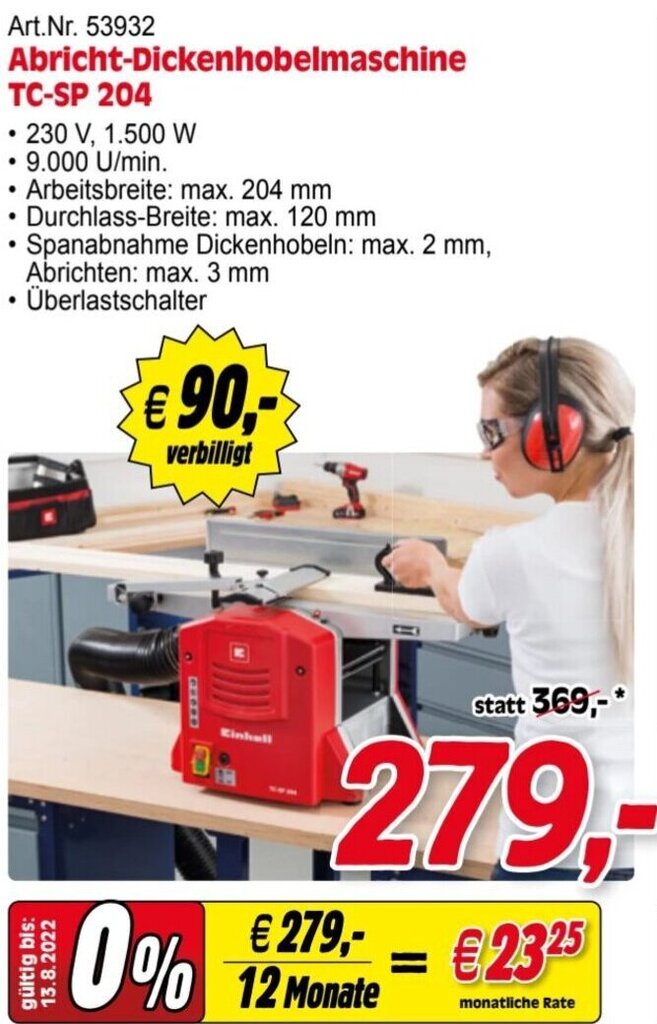 Zgonc Abricht-Dickenhobelmaschine TC-SP 204 Angebot