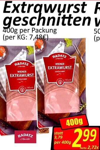 Wurstico Extrawurst Geschnitten 400g Angebot