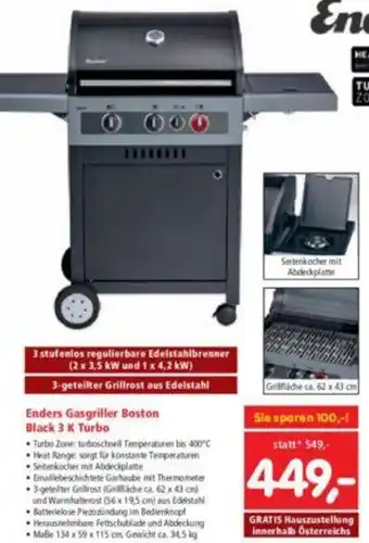 Interspar Enders Gasgriller Boston Black 3 K Turbo Angebot
