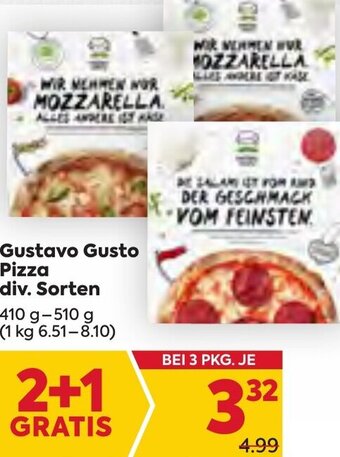 Billa Gustavo Gusto Pizza div. Sorten 410 g- 510 g Angebot
