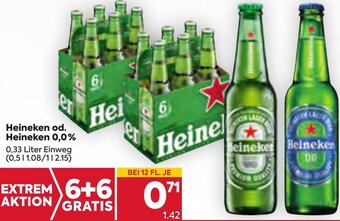 Billa Heineken od. Heineken 0,0% 0,33 Liter Angebot