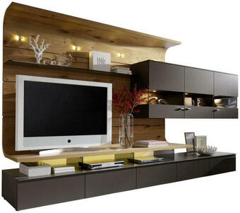 XXXLutz Wohnwand 357,5/186,8/55,7 cm in taupe, honig Angebot