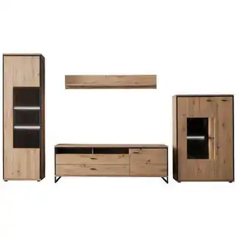 XXXLutz Wohnwand 359/210/50 cm in anthrazit, eichefarben Angebot