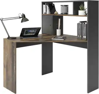 XXXLutz Eckschreibtisch in dunkelgrau, dunkelbraun 101/101/129 cm Angebot