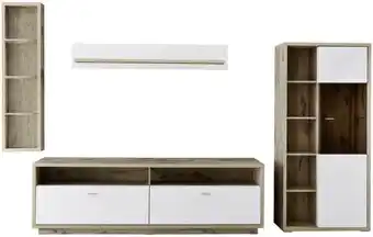 XXXLutz Wohnwand 329/206/50 cm in weiß, eichefarben Angebot