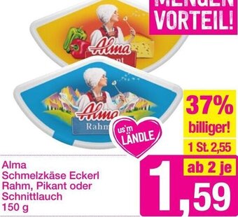 Sutterlüty Alma Schmelzkäse Eckerl Rahm, Pikant oder Schnittlauch 150 g Angebot