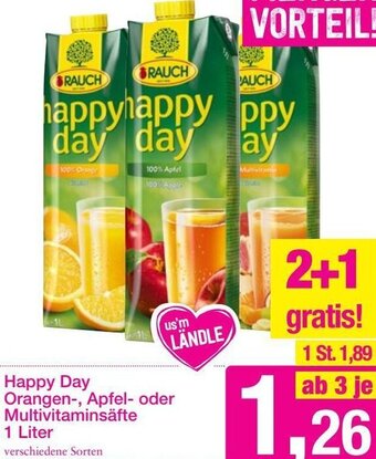 Sutterlüty Happy Day Orangen-, Apfel-oder Multivitaminsäfte 1 liter Angebot