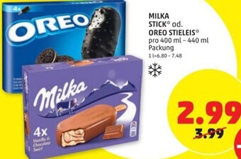 PENNY Milka Stick od. Oreo Stieleis 400 ml-440 ml Angebot