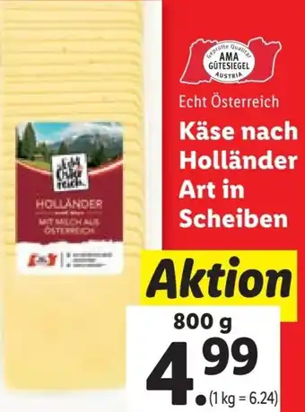 Lidl Käse nach Holländer Art in Scheiben 800 g Angebot