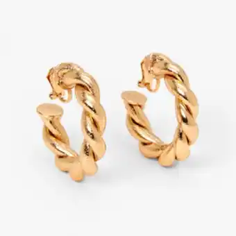 Claire's Gold 40mm twisted clip on hoop earrings Angebot