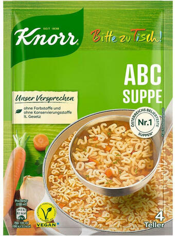 Billa Knorr bitte zu tisch abc suppe Angebot