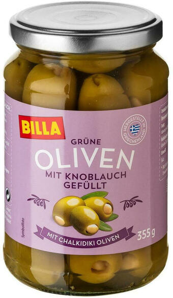 Billa Billa grüne oliven mit knoblauch Angebot