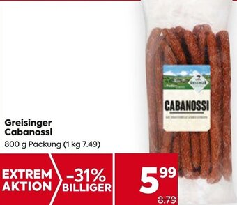 Billa Greisinger Cabanossi 800 g Angebot