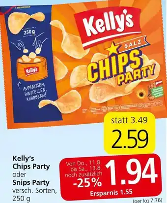 Spar Kelly's Chips Party oder Snips Party 250 g Angebot
