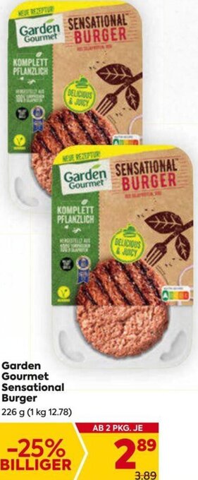Billa Garden Gourmet Sensational Burger 226 g Angebot