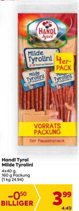 Billa Handl Tyrol Milde Tyrolini 4x40 g Angebot