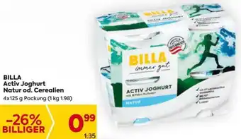 Billa Billa Activ Joghurt Natur od. Cerealien 4 x 125 g Angebot