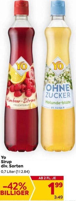 Billa Yo Sirup 0,7 Liter Angebot