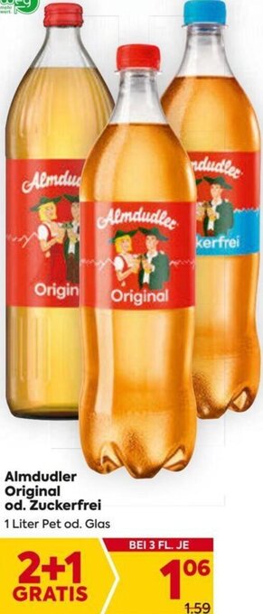 Billa Almdudler Original od. Zuckerfrei 1 Liter Angebot