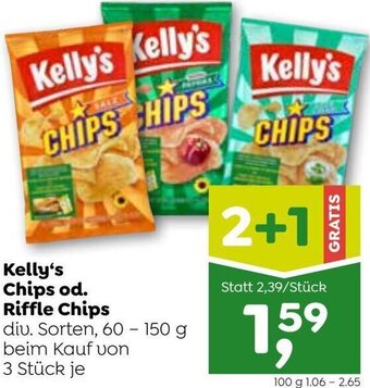 ADEG Kelly's Chips od. Riffle Chips 60-150 g Angebot