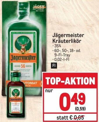 Metro Jägermeister Kräuterlikör Angebot