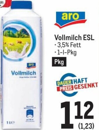 Metro Vollmilch ESL 1 l Angebot