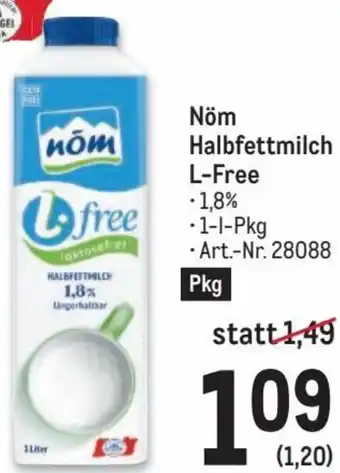 Metro Nöm Halbfettmilch L-Free 1 L Angebot
