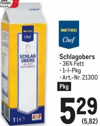 Metro Schlagobers 1 l Angebot