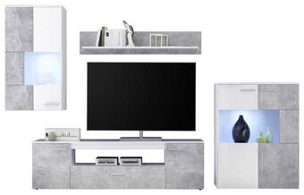Möbelix Wohnkombination modern 4-teilig + led vulcan, betonoptik/weiß Angebot