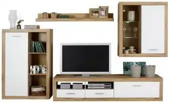 Möbelix Wohnwand 4 tlg mit led mallorca wildeiche dekor/weiß Angebot