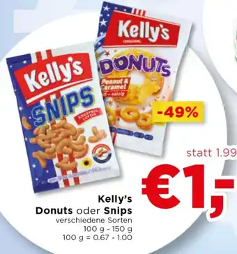 Unimarkt Kelly's Donut's oder Snips 100g- 150g Angebot