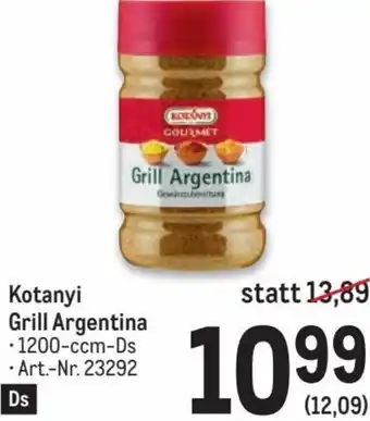 Metro Kotanyi Grill Argentina 1200 ccm Angebot