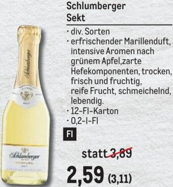 Metro Schlumberger Sekt 0,2 l Angebot