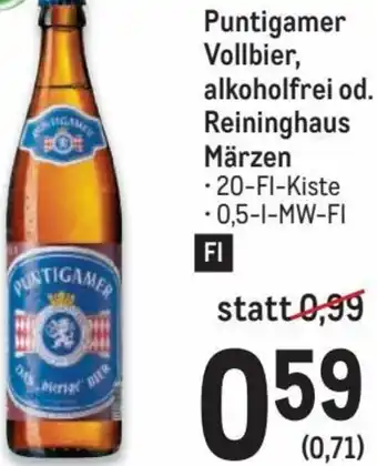 Metro Puntigamer Vollbier Alkoholfrei od. Reininghaus Märzen 0,5 l Angebot