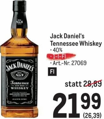 Metro Jack Daniel's Tennessee Whiskey Angebot