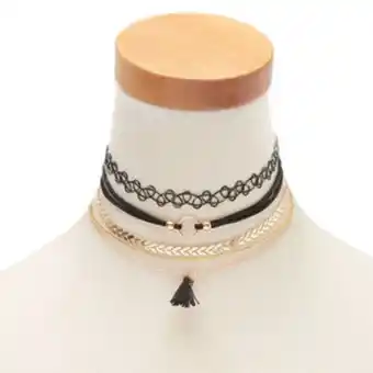 Claire's Gold mixed choker necklaces - black, 5 pack Angebot