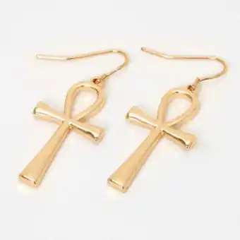 Claire's Gold ankh 1" drop earrings Angebot