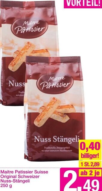 Sutterlüty Maitre Patissier Suisse Original Schweizer Nuss-Stängeli 250 g Angebot