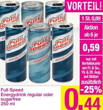Sutterlüty Full Speed Energydrink Regular oder Sugarfree 250 ml Angebot