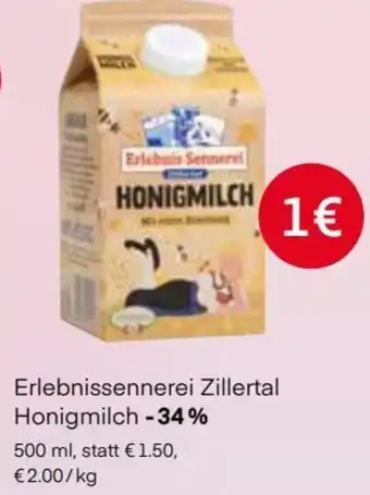 MPreis ErlebnisSennerei Zillertal Honigmilch 500ml Angebot