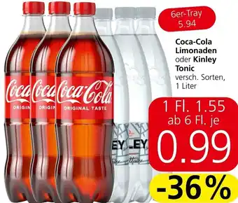 Spar Coca-Cola Limonaden oder Kinley Tonic 1 Liter Angebot