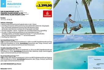 Hofer Reisen Baden Malediven Angebot