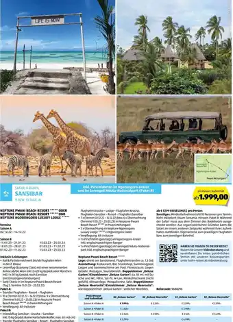 Hofer Reisen Safari & Baden Sansibar Angebot