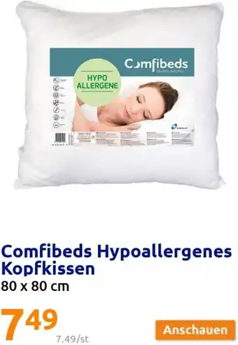 Action Comfibeds Hypoallergenes Kopfkissen 80 x 80 cm Angebot