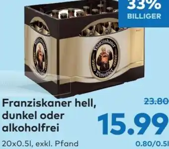 T&G Franziskaner Hell, Dunkel oder Alkoholfrei 20x0.5l Angebot