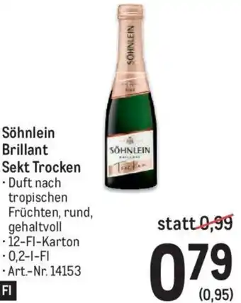 Metro Söhnlein Brillant Sekt Trocken 0,2 l Angebot