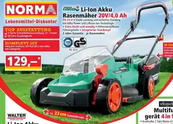 Norma Li-Ion Akku Rasenmäher 20v/4,0 Angebot